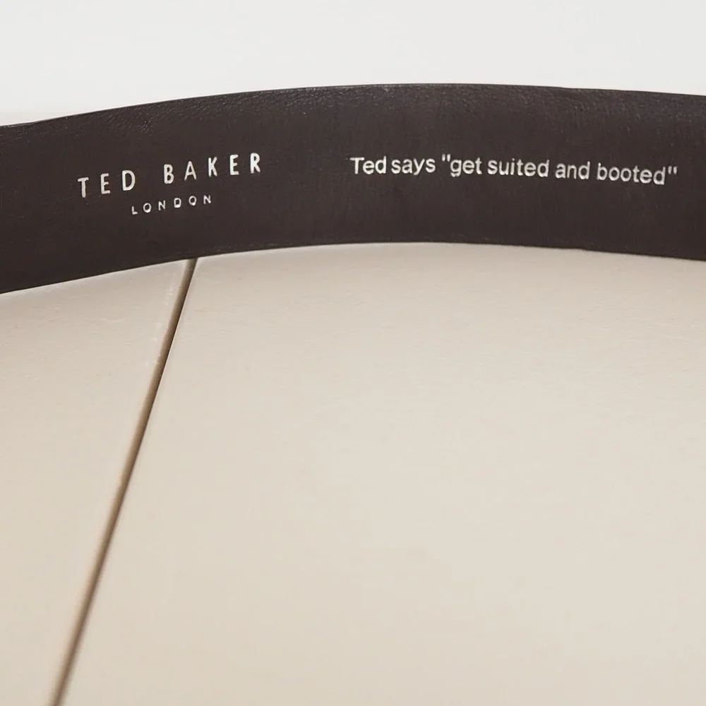 Ted Baker London Italian‎ Leather Brown Belt Zig Zag Stitch Men's Sz 42